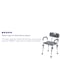 Flash Furniture 15" L, Plastic, Aluminum, Gray Quick Release Bath Chair DC-HY3523L-GRY-GG - alternate 2